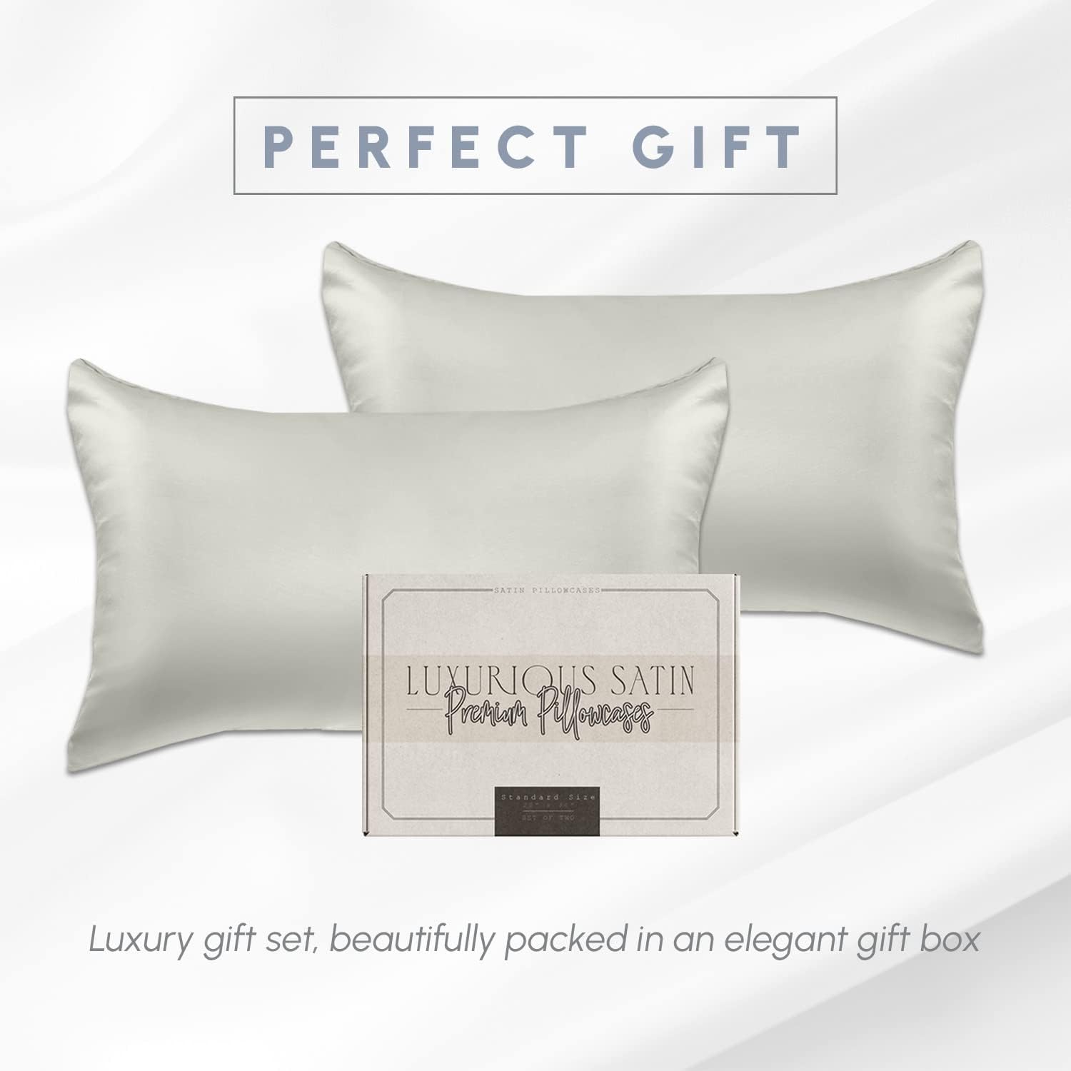 Elegantcomfort Elegant Comfort 2-Pack Cooling Viscose Satin Pillowcase Set with Hidden Zipper Closure, Silky Smooth for Hair and fabric…