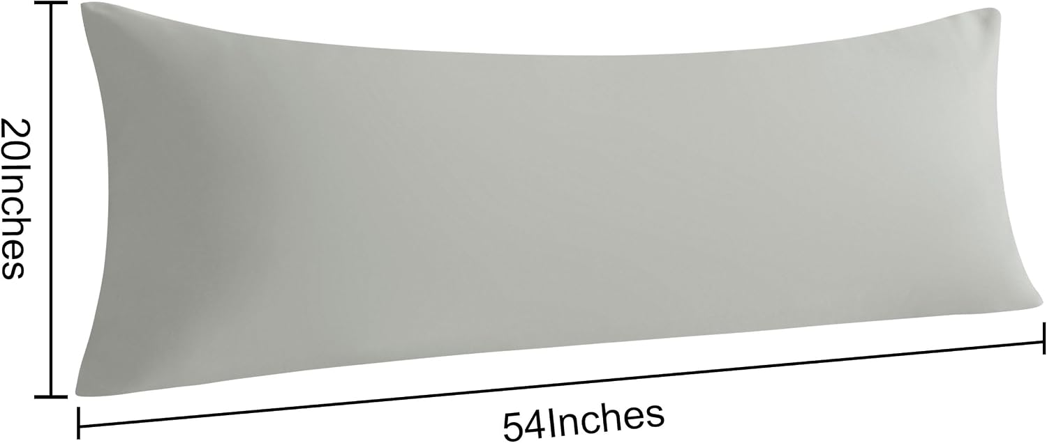 Ntbay Body Pillowcase Set of 2, 20x54 inches, Light Grey, Soft, Wrinkle, Fade Resistant, Envelope Closure, Microfiber, 2 Pieces 2 Pieces Gr…