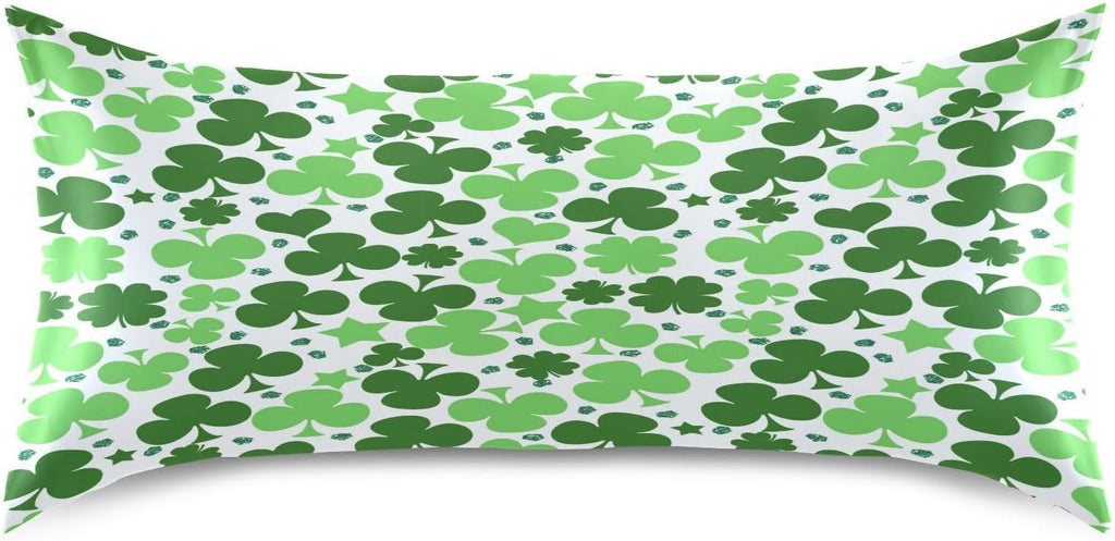 YETTASBIN St. Patrick's Day Clover Satin Pillowcase, Soft Breathable Silk Pillow Case with Envelope Closure for Hair and Skin, Standard…