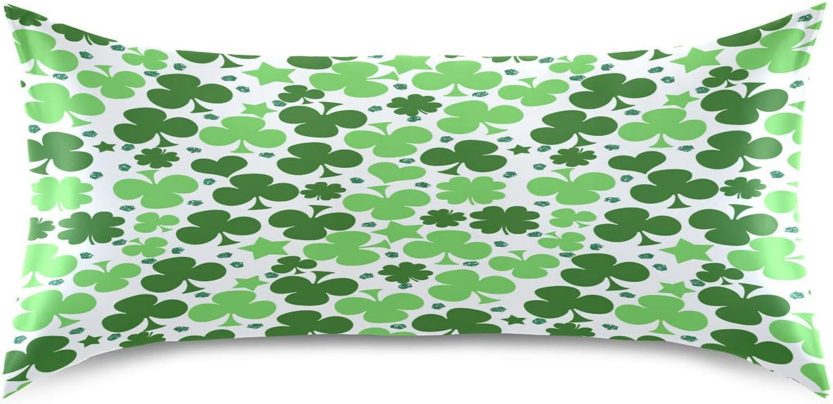 YETTASBIN St. Patrick's Day Clover Satin Pillowcase, Soft Breathable Silk Pillow Case with Envelope Closure for Hair and Skin, Queen Size…