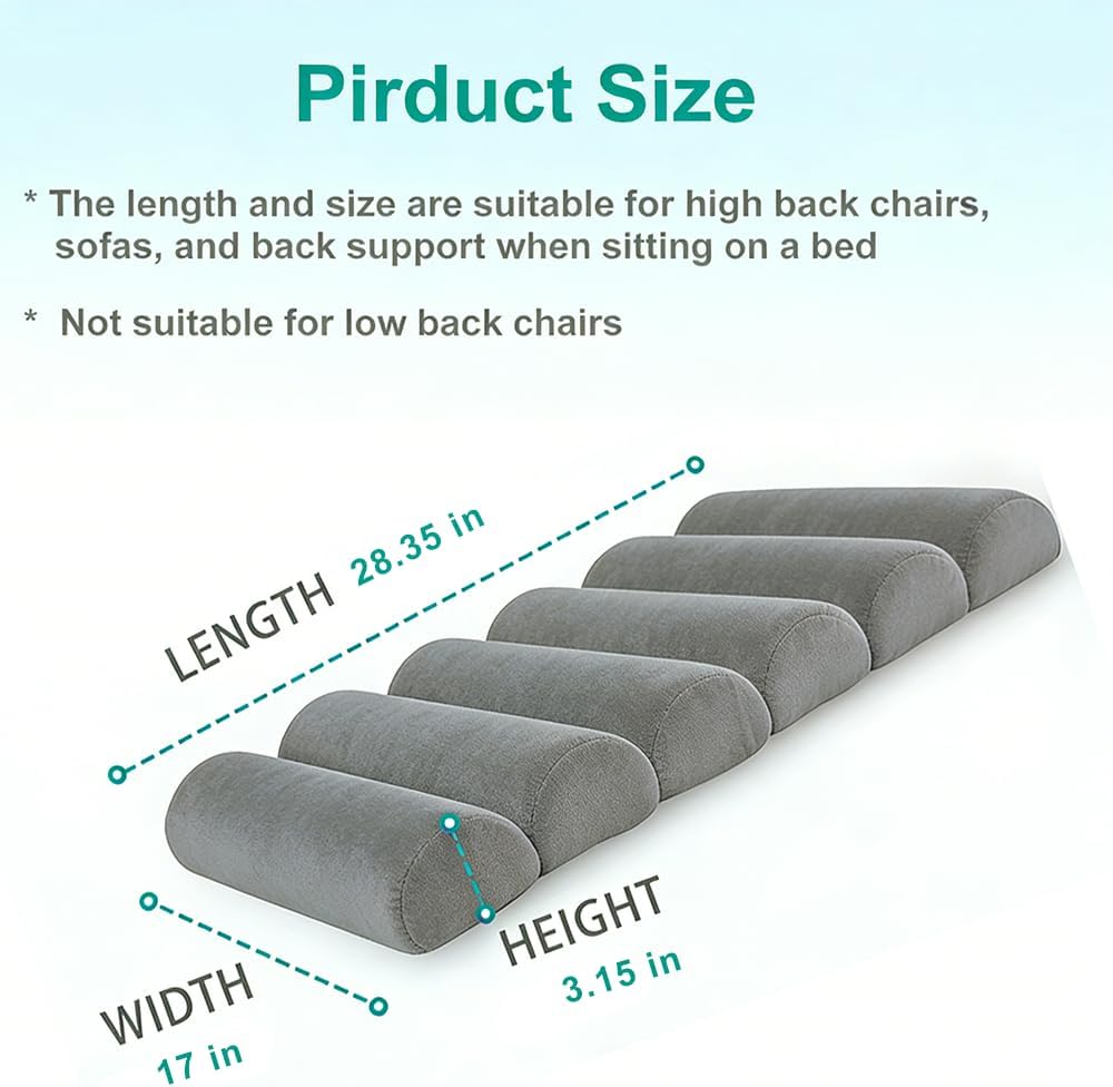 Lumbar Support Pillow for Office Chair, Computer/Desk Chair/Couch, Sitting on Bed, Back Support Adjustable for Chair, Patented 6-fold…