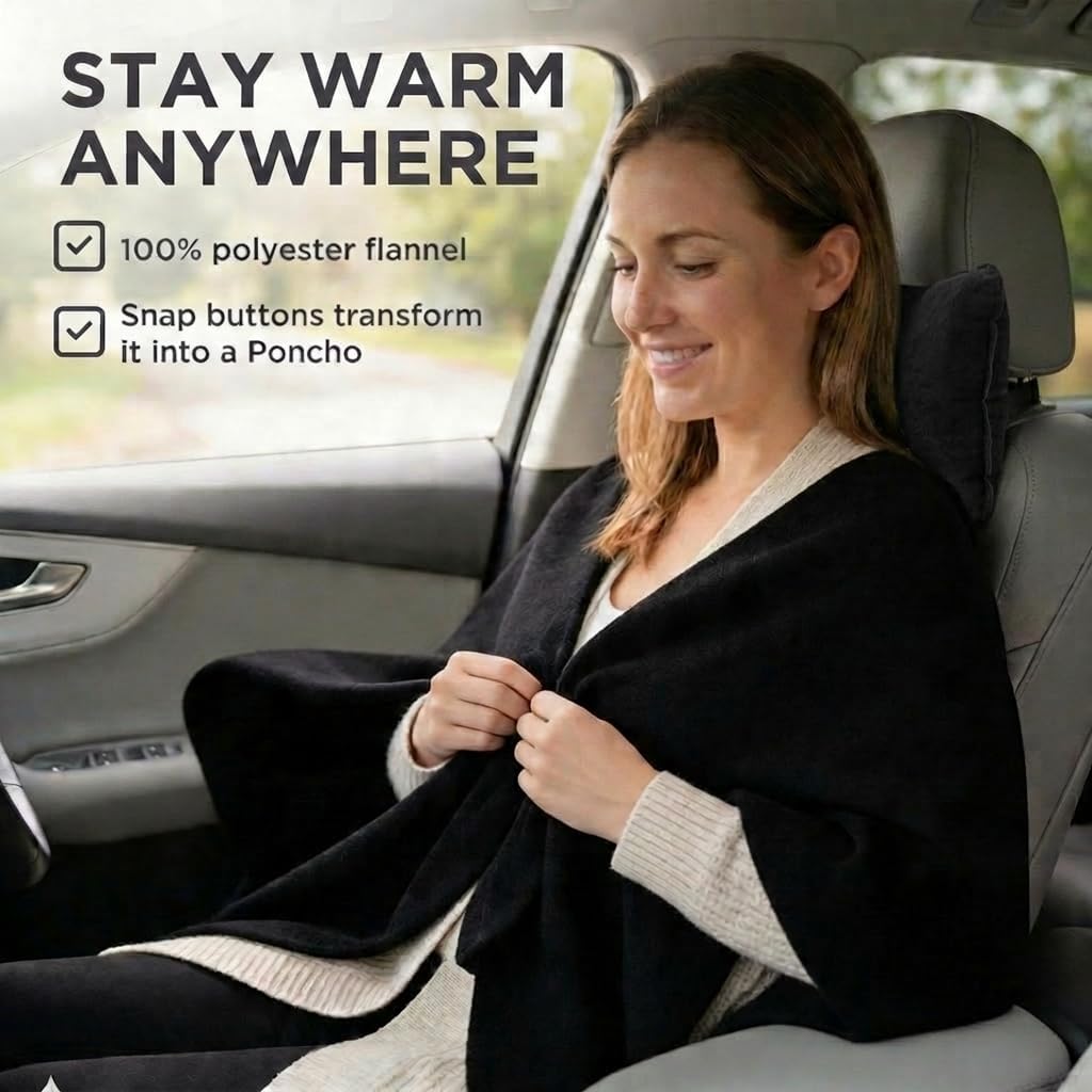 Inflatable Travel Pillow and Blanket Set, 3-in-1 Airplane Travel Essentials with Soft Flannel Travel Blanket, Inflatable Pillow, Compact…