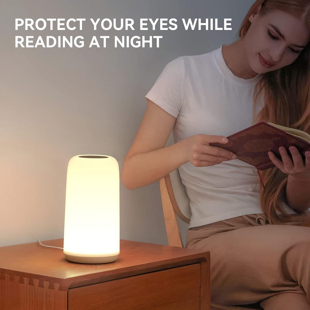 Touch Bedside Table Lamp, [Sleek Design & RGB Mode] 3 Way Dimmable Small Lamp for Bedroom, LED Lamp with Warm White Lights, Multi-Color…