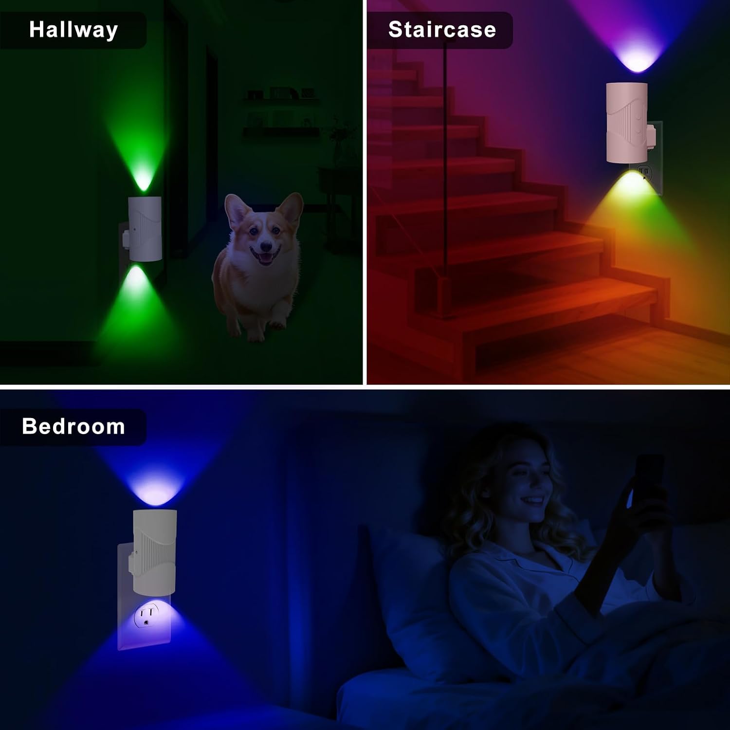 easuntec Night Light, Night Lights Plug into Wall, Color Changing Night Light, Dusk to Dawn Sensor, 8 Light Modes, Dimmable RGB Night Light…