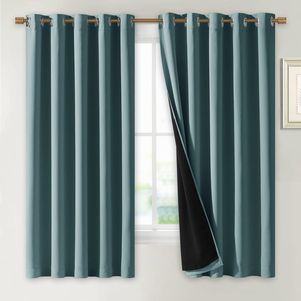 Nicetown 100% Blackout Lined Curtains, 2 Thick Layers Completely Blackout Window Treatment Thermal Insulated Drapes for Kitchen/Bedroom (Gr…