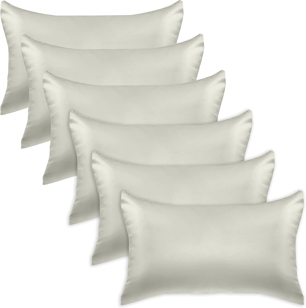 Elegantcomfort Elegant Comfort 6-Pack Cooling Viscose Satin Pillowcase Set with Hidden Zipper Closure, Silky Smooth for Hair and fabric…