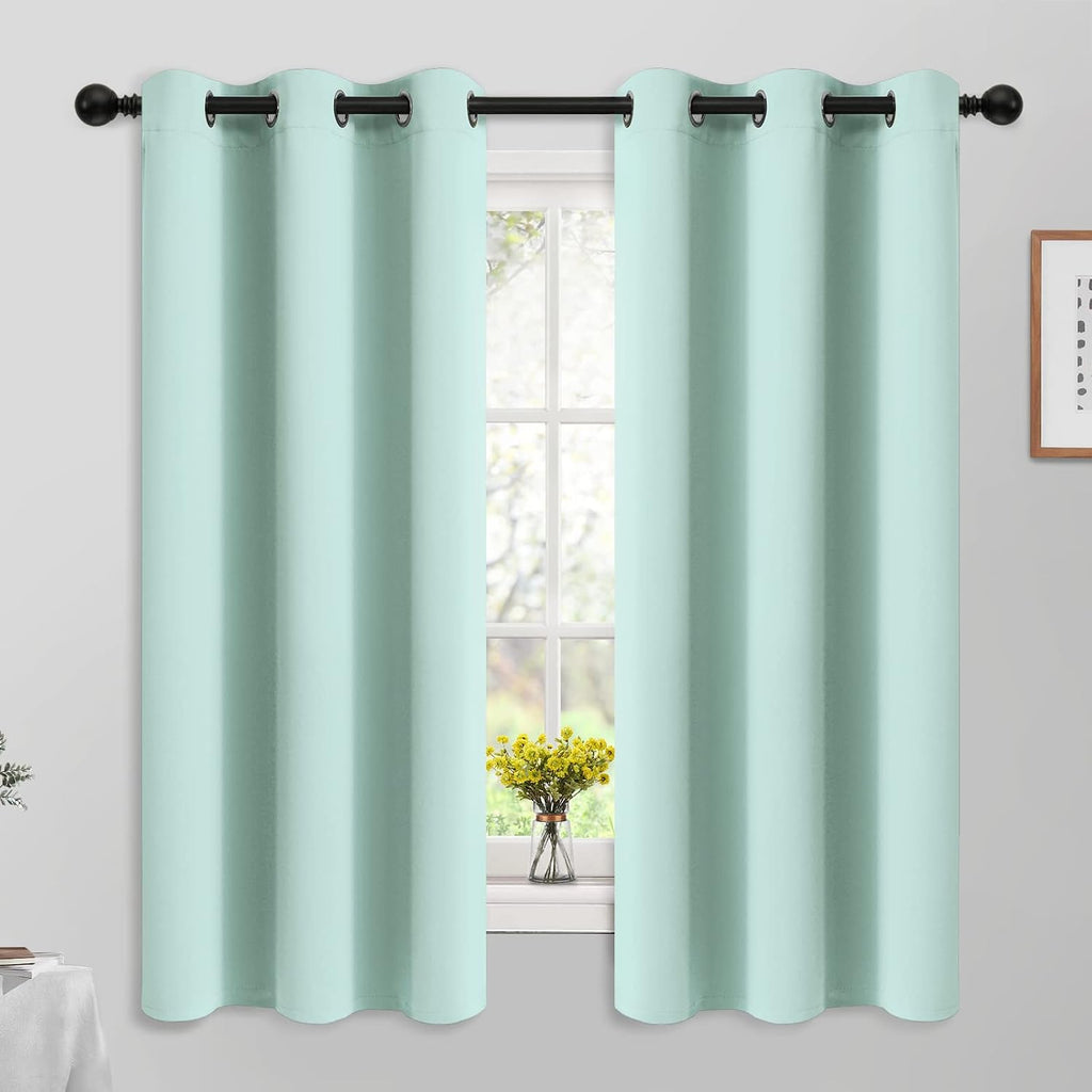 Yakamok Blackout Curtains Room Darkening Thermal Insulated Window Panels, Solid Grommet Top Drapes for Bedroom/Living Room(42Wx63L, Aqua…