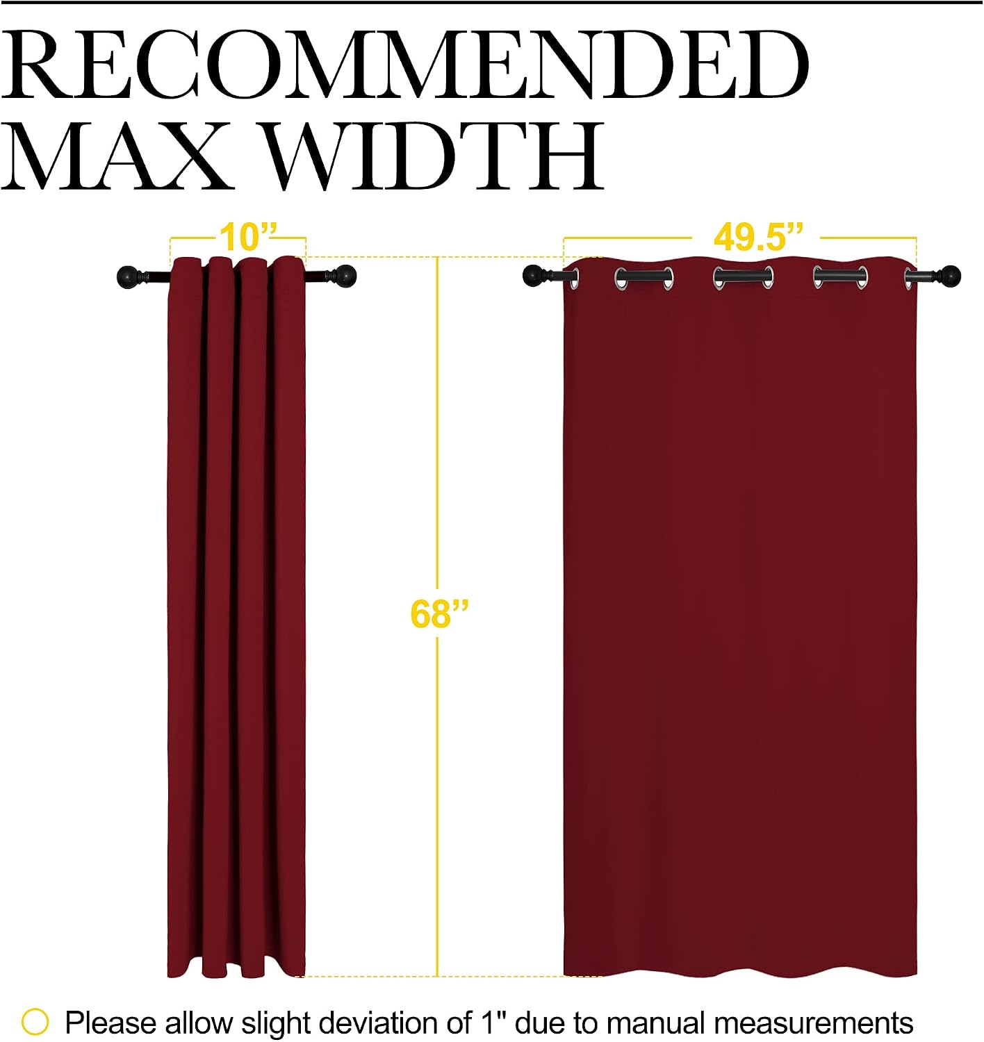NICETOWN Christmas Burgundy Window Curtains Blackout Drapes, Thermal Insulated Solid Grommet Blackout Curtains/Draperies for Laundry Room…