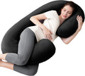 1 MIDDLE ONE Pregnancy Pillow, C Shaped Full Body Pregnant Women Sleeping Pillow for Maternity Support with Cover (Black)