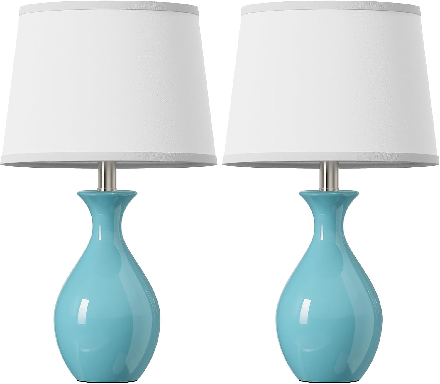 PARTPHONER Table Lamp Set of 2, Modern Ceramic Bedside Lamps for Night Stands, Classic Small Lamp Nightstand Lamp for Bedroom Living Room…