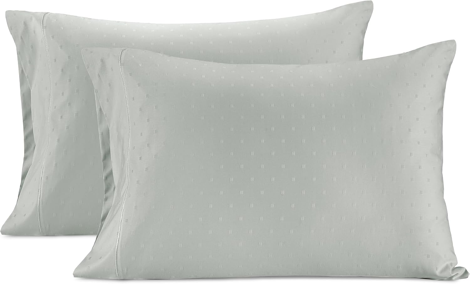 LaneLinen LANE LINEN Pillow Case Covers King, Set of 2, 100% Egyptian Cotton Sateen, Soft Cool & Smooth Pillow Cases - Swiss Dot - Mineral…