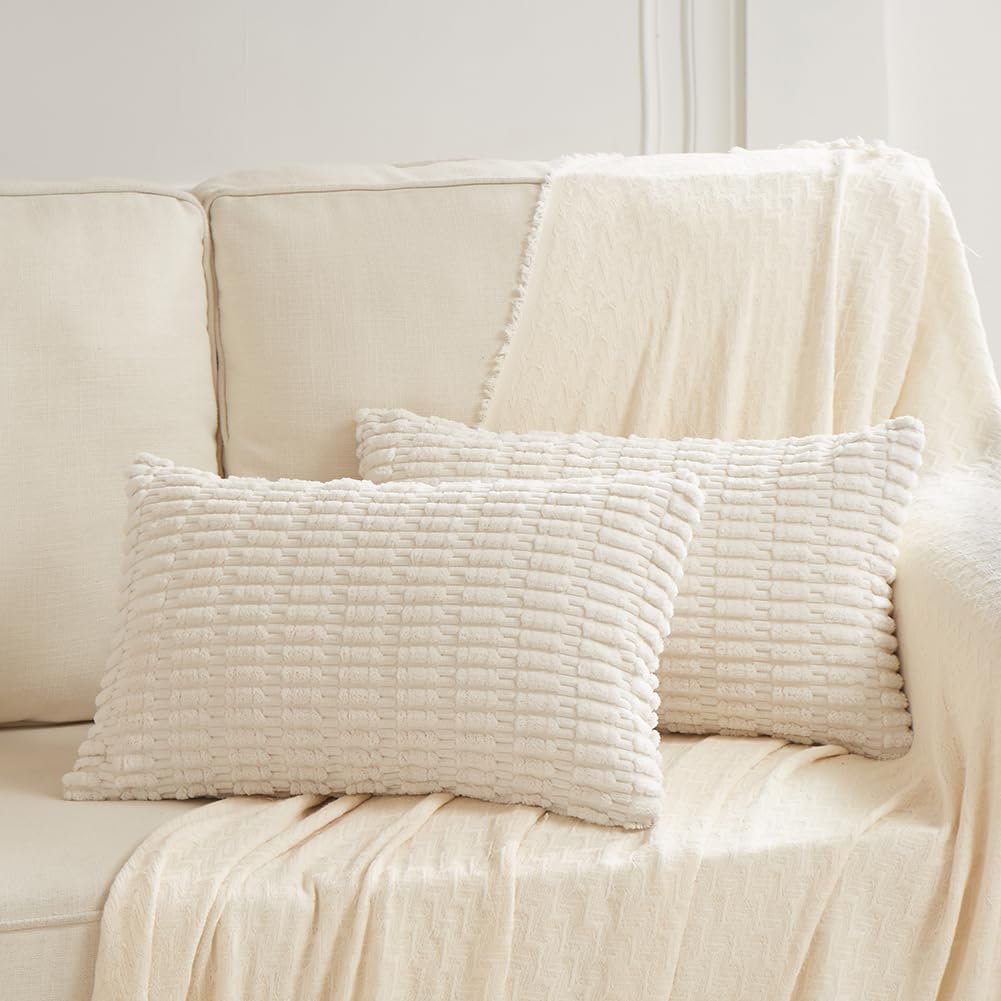 Fancy Homi Decorative Throw Pillow Covers for Bed Couch Bedroom Bench, Soft Corduroy Solid Pillow Case, Rustic Farmhouse Boho Room…