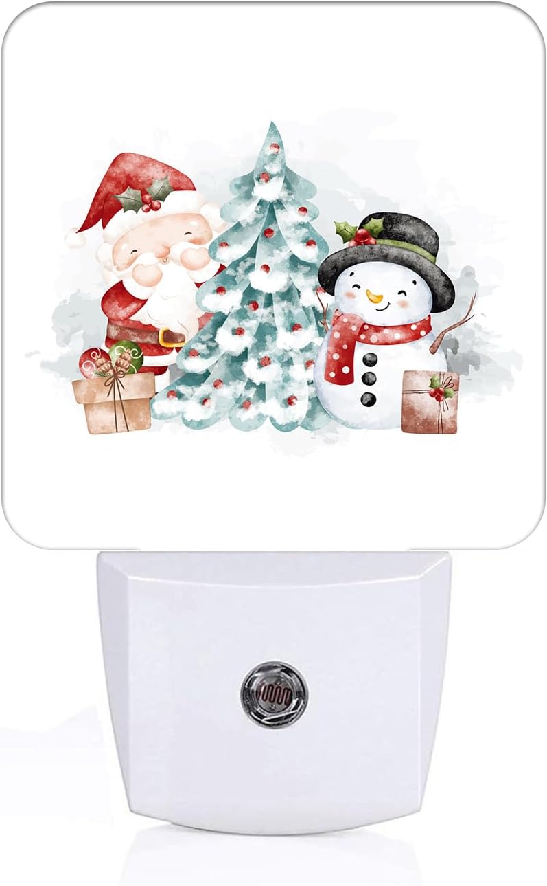 Santa Claus and Snowman Night Light, Plug-in Nightlights Auto Sensor Night Lamp Dusk to Dawn Lamp Home Decor for Nursery Children Girls Boys