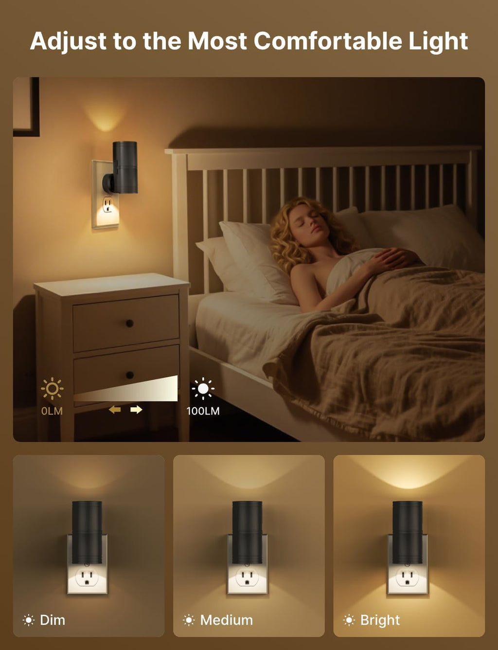 Likelgn Night Light Plug into Wall, 4 Pack Dimmable LED Nightlight with Dusk to Dawn Sensor, Soft White Glow, for Hallway, Bathroom…
