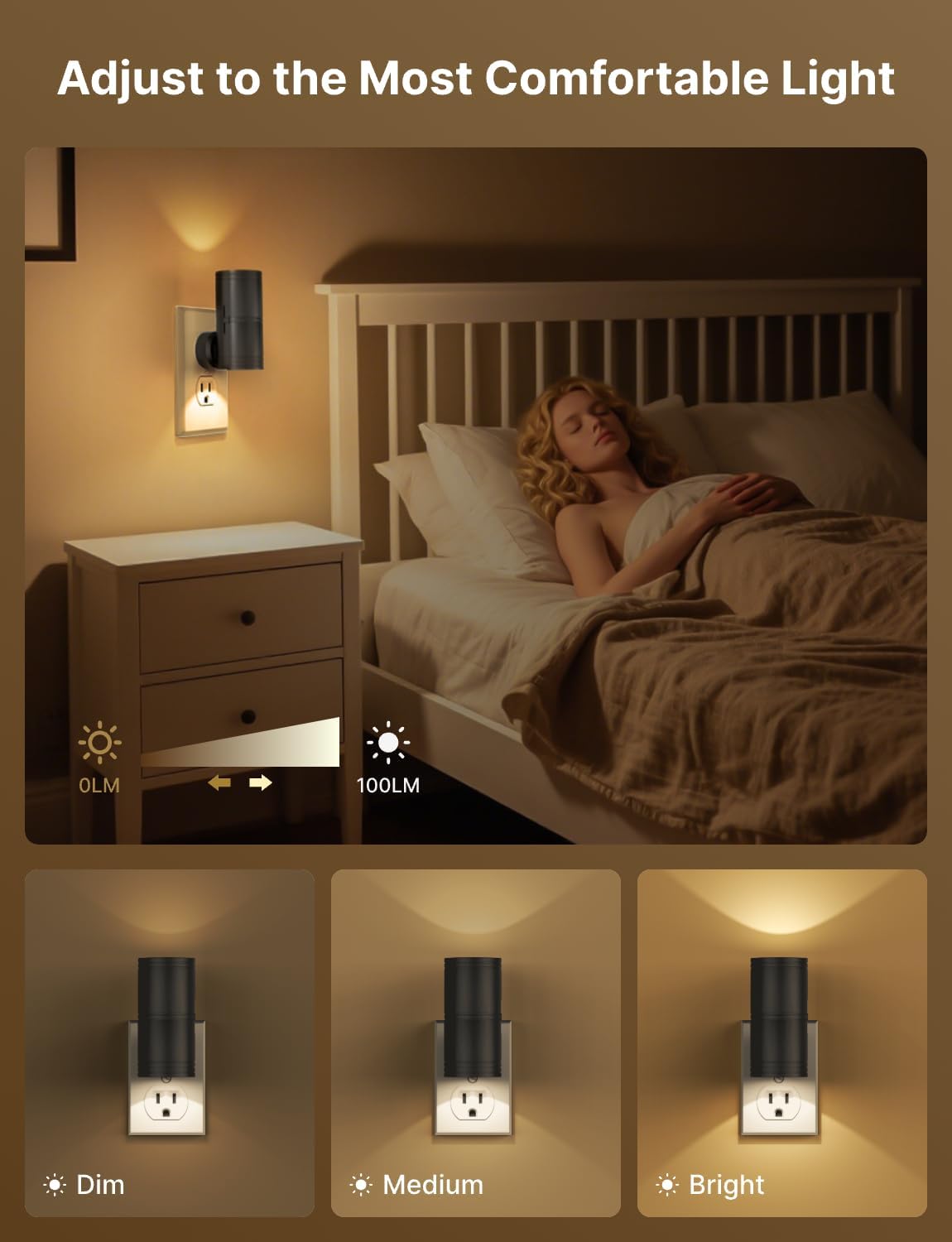Likelgn Night Light Plug into Wall, 2 Pack Dimmable LED Nightlight with Dusk to Dawn Sensor, Soft White Glow, for Hallway, Bathroom…