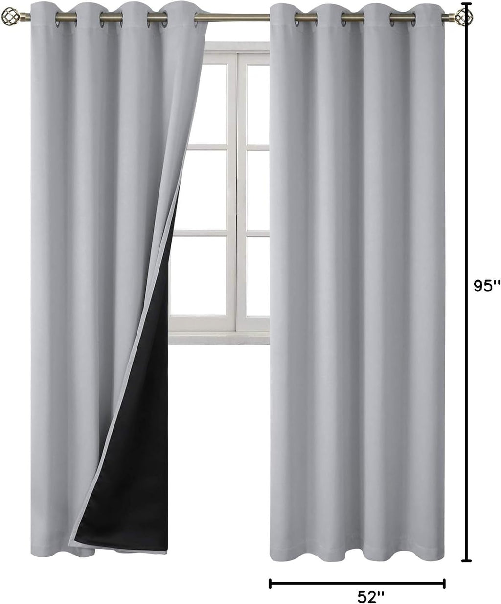 BGment Light Grey Blackout Curtains 95 Inches Long 2 Panels Set for Living Room, Thermal Insulated 100% Light Blocking Curtains & Drapes, G…
