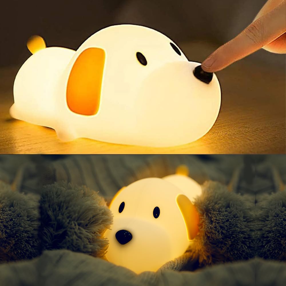 Led Cute Dog Night Light, Dimmable Nursery Puppy Kawaii Lamps, Super Squishy Silicone USB Rechargeable Touch Control Night Lamp for Kids…