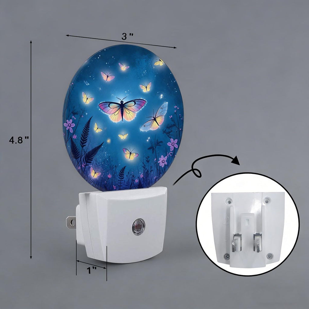 Shining Butterfly Plug in Night Light Auto Light Round Lamps Energy Saving Gift for Women Men Friends