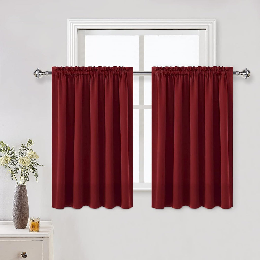 DWCN Burgund Short Blackout Curtains for Bedroom/Kitchen, Thermal Insulated Energy Saving Room Darkening Curtains for Living Room (W60 x…