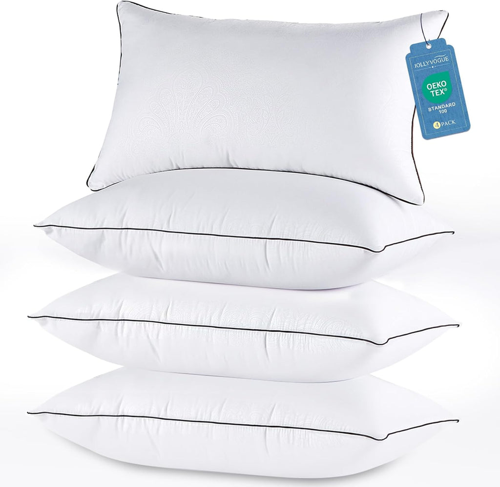 JOLLYVOGUE King Size Pillows Set of 4 for Sleeping, Soft and Supportive Bed Pillows with Down Alternative Filling for Side and Back…