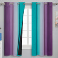 Estelartextiler Teal and Purple Gradient Curtains 63 Inch Length 2 panels, Ombre and Wavy Line Pattern Blackout Curtains for Kids Room, Ful…