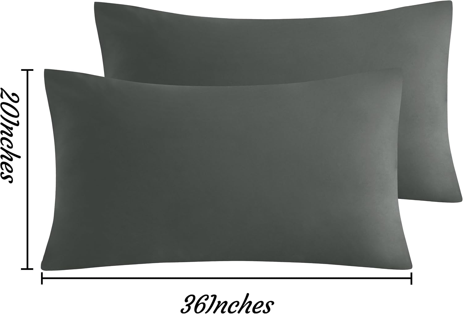 Ntbay King Pillow Cases Set of 2, 2 Pack Brushed Microfiber 20x36 Pillow Cases, Soft, Wrinkle, Fade, Stain Resistant Dark Grey Pillow Cases…