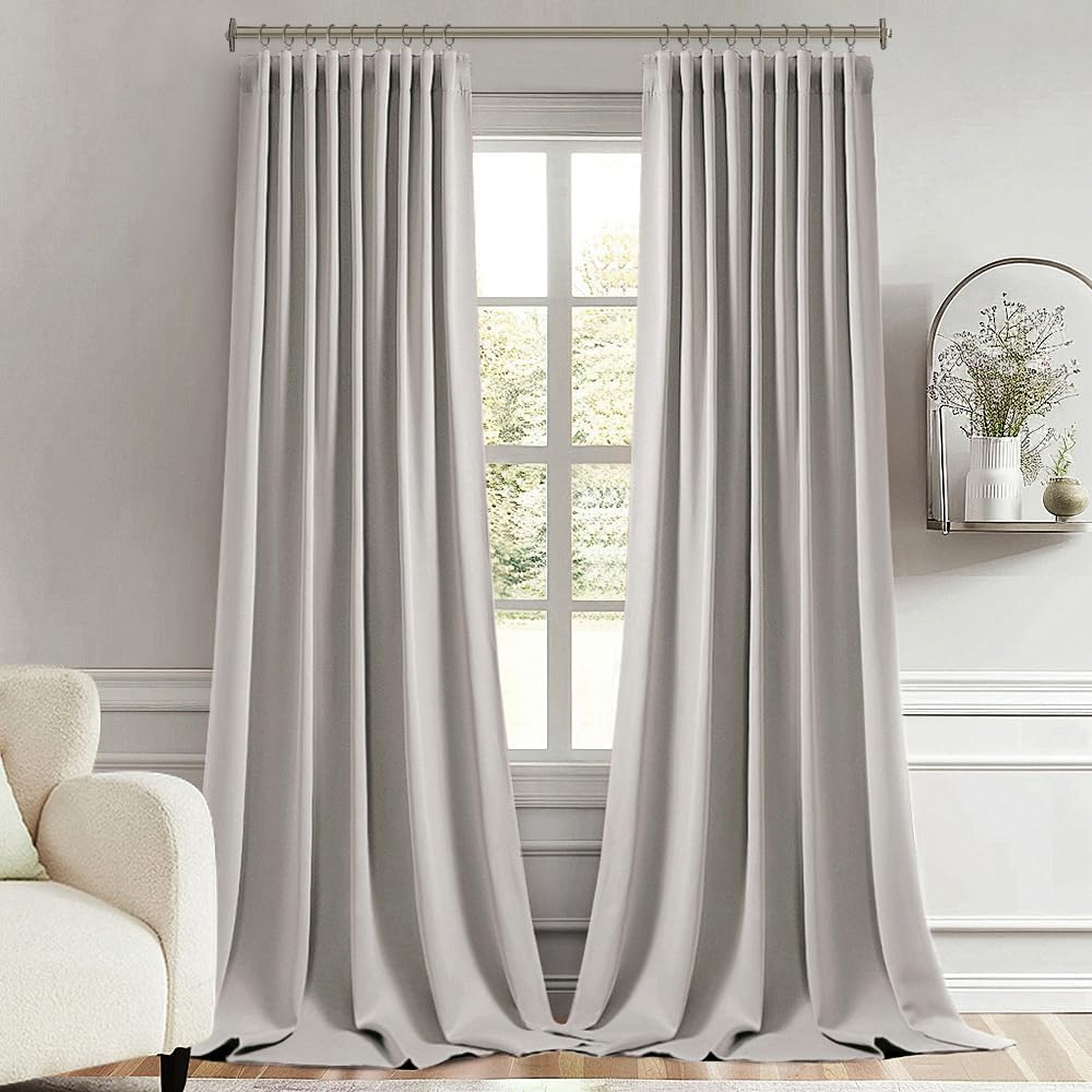 Miulee Stone Back Tab Blackout Curtains 108 Inch Long 2 Panels Set for Bedroom, Rod Pocket/Pinch Pleat Extra Long Thermal Insulated Living…