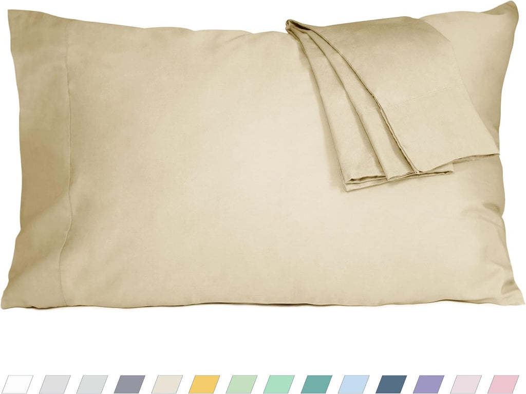 Homtec Pillow Cases, Standard Queen Size Cotton Percale Weave Pillowcases, Pre-Shrunk Breathable and Hypoallergenic Pillowcases, Set of 2 (…