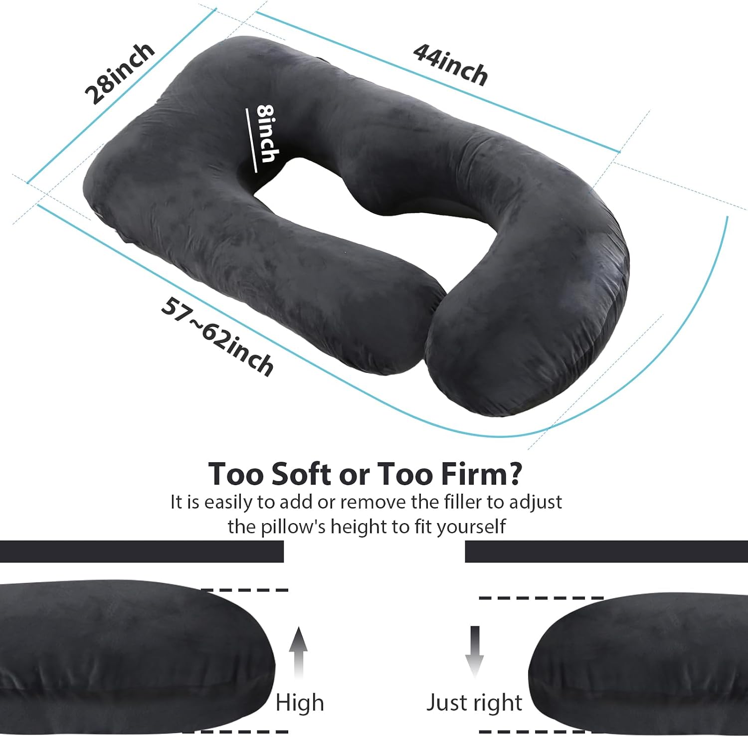 Battop Pregnancy Pillows for Sleeping, Full Body Maternity Pillow for Side Sleeping, Support for Back, Legs, Belly, HIPS, 57 Inch Pregnancy…