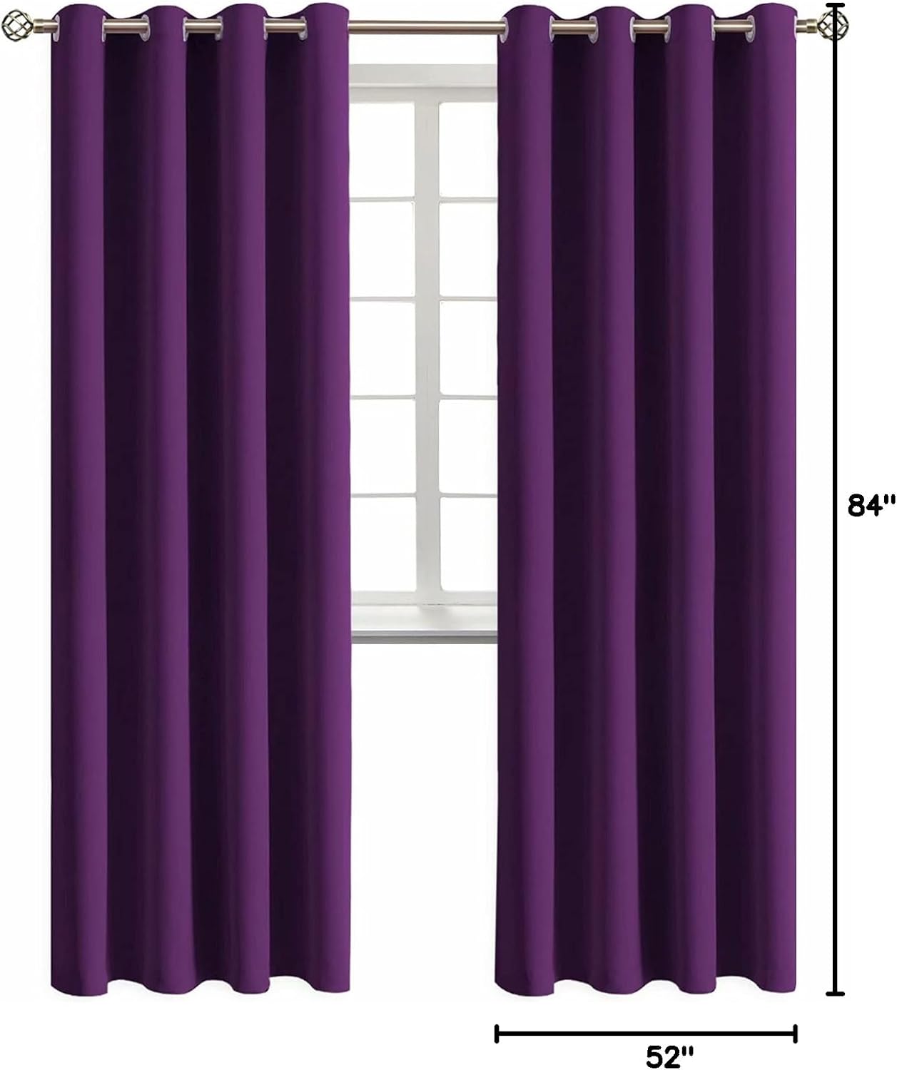 BGment Blackout Curtains - Grommet Thermal Insulated Room Darkening Bedroom and Living Room Curtain, Set of 2 Panels (52 x 84 Inch, Royal P…