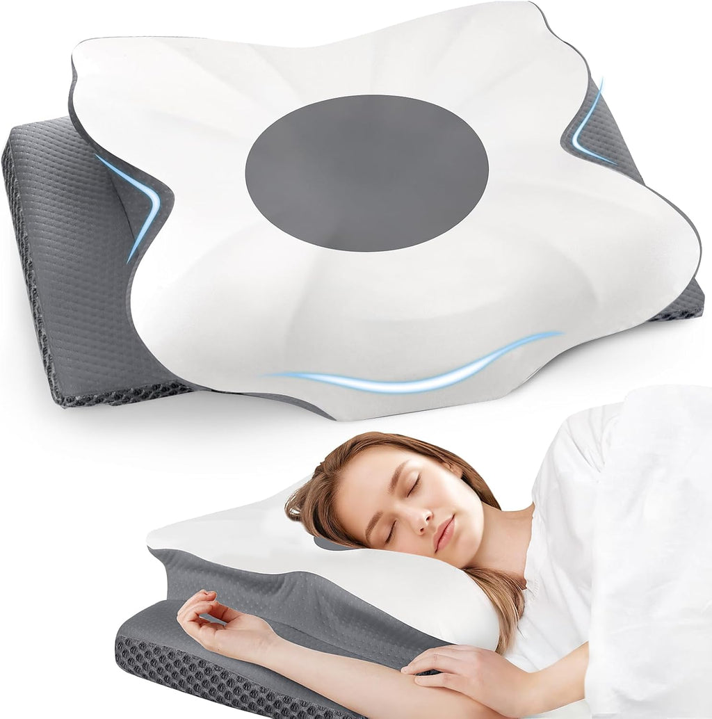 TranquilZone Memory Foam Bed Pillow – Contour Support Pillow for Side & Back Sleepers, Soft Ergonomic Design, Cooling Breathable Cov…