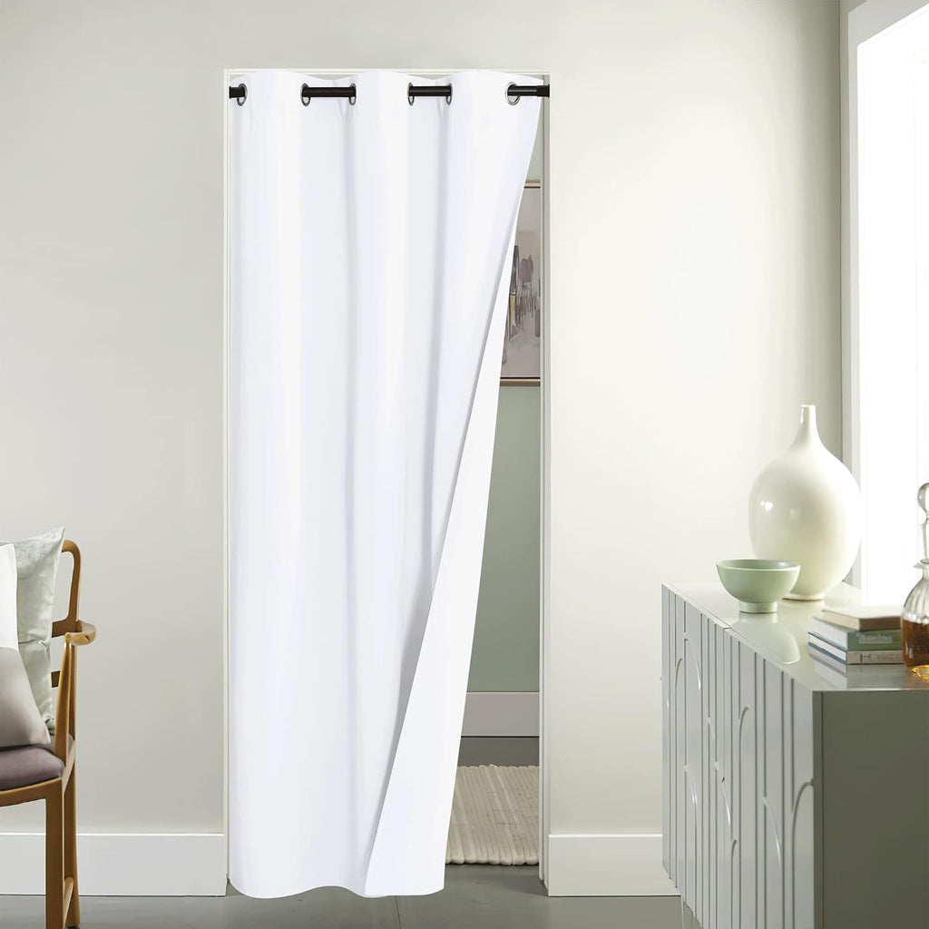 Nicetown Pure White Room Darkening Curtains for Bedroom, Thermal Insulated Grommet Window Curtains for Bathroom, French Door Curtain for Do…