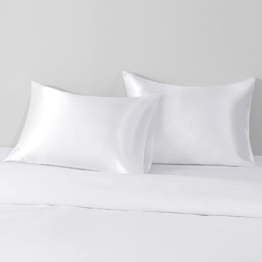 BEDSUM 2 Pack Queen Silk Satin Pillowcases for Hair and Skin, Silky Soft and Luxurious Bedding Pillow Cases with Envelope Closure, 20x30…
