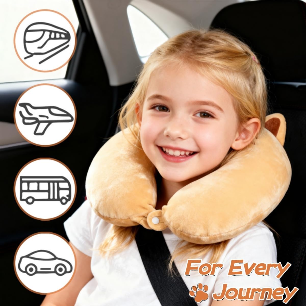 MissSoul Kids Neck Pillow for Travel with Sleep Eye Mask, Cute Travel Neck Pillow, Memory Foam Flight Sleeping Headrest Pillow for Boys & G…