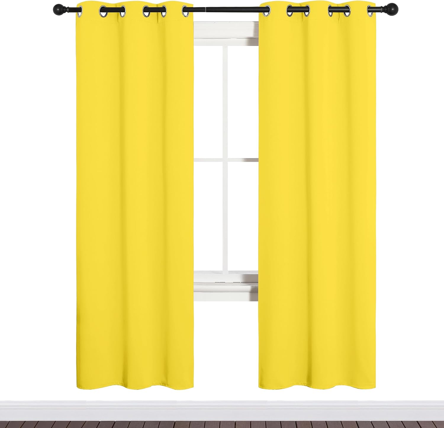 NICETOWN Bedroom Curtain Panels Draperies, Thermal Insulated Solid Grommet Curtains/Drapes (Bright Yellow, 1 Pair, 34 by 72-inch)