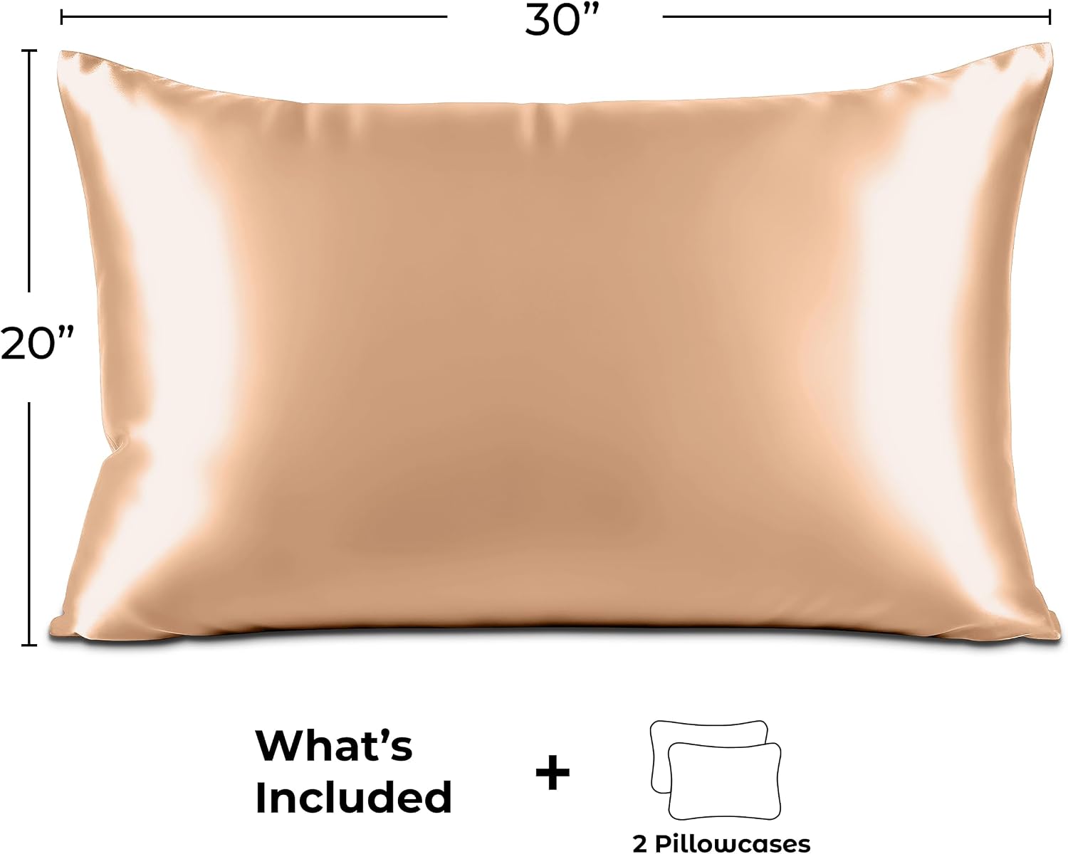 PureBedding Pure Bedding Satin Pillowcase 2 Pack - Queen Size (20"x30", Rose Gold) - Silky Pillow Cases for Hair and Skin - Satin Pillow Co…
