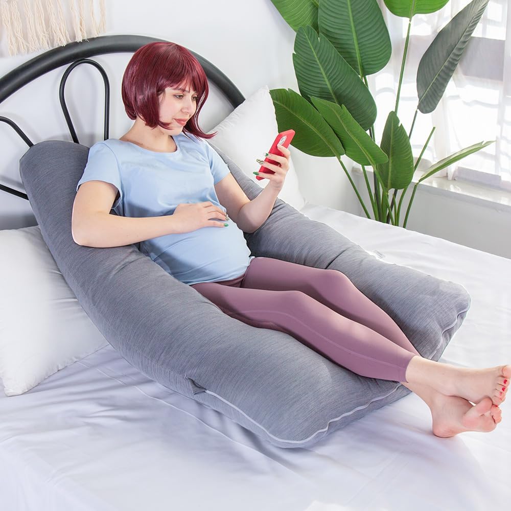Moonpine MOON PINE Pregnancy Pillow, U Shaped Full Body Pillow for Maternity Support, Sleeping Pillow with Cover for Pregnant Women (Coolin…