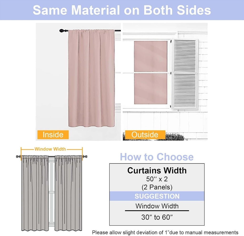 Simplebrand Ava Blush Blackout Curtains for Bedroom 96 Inches Long 2 Panels, Solid Thermal Insulated, Energy Saving Nursery Window Treatmen…