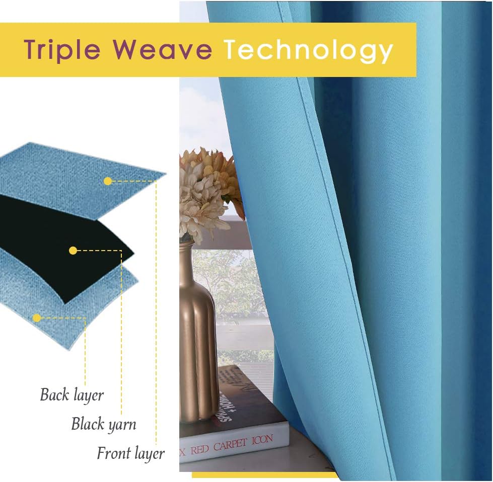 NICETOWN Thermal Insulated Curtains Blackout Draperies, Window Treatment Solid Grommet Room Darkening Drape Panels for Bedroom (Teal…