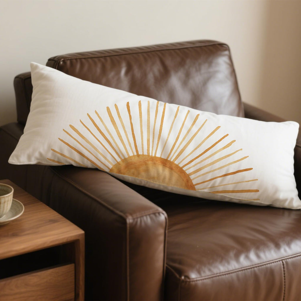 Boho Sun Sunset Sunrise 20x54 Body Pillow Cover, Boho Sunshine Nursery Decor, Minimalist Watercolor Horizontal Sun Sunshine Decorative…