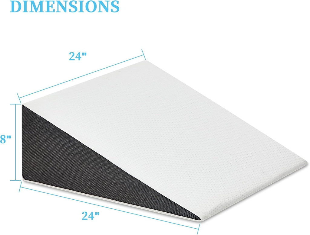 Bed Wedge Pillow for Sleeping, 8" 24" 24" Triangle Pillow Wedge, Cooling Memory Foam Top, Elevated Support Wedge Pillow - Removable…
