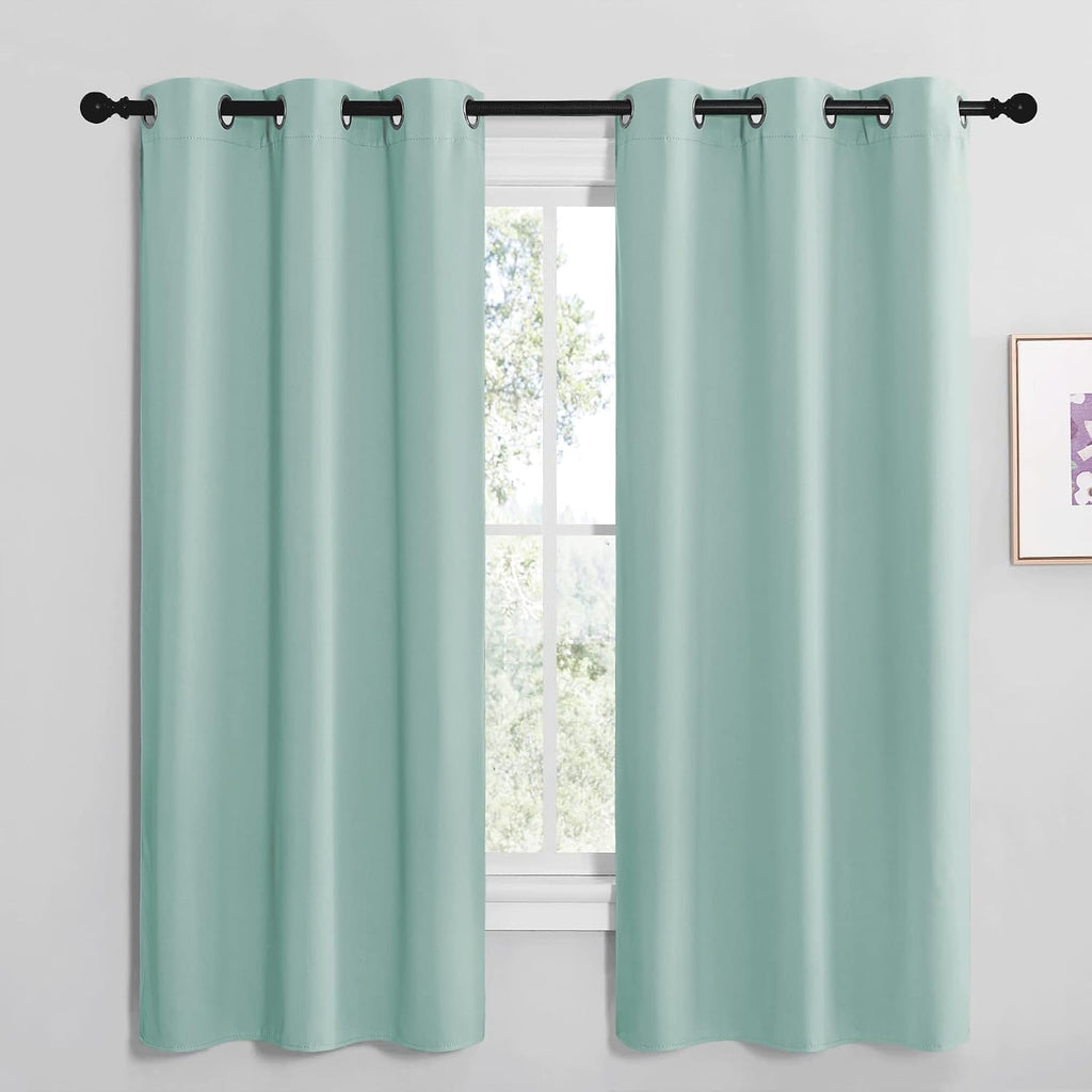 NICETOWN Aqua Blue Room Darkening Curtains for Kitchen, Window Treatment Thermal Insulated Solid Grommet Room Darkening Curtains/Drapes…