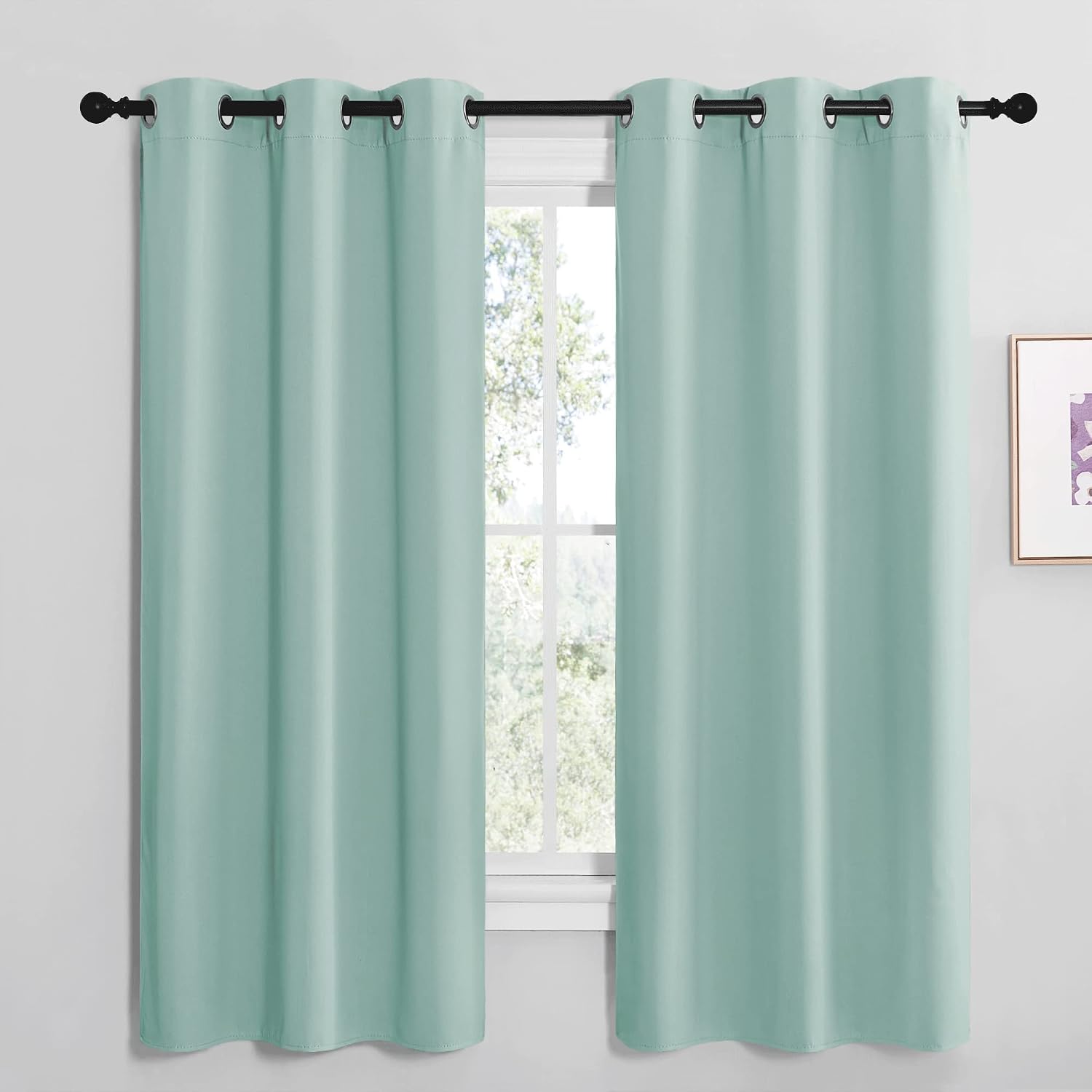 NICETOWN Aqua Blue Room Darkening Curtains for Kitchen, Window Treatment Thermal Insulated Solid Grommet Room Darkening Curtains/Drapes…