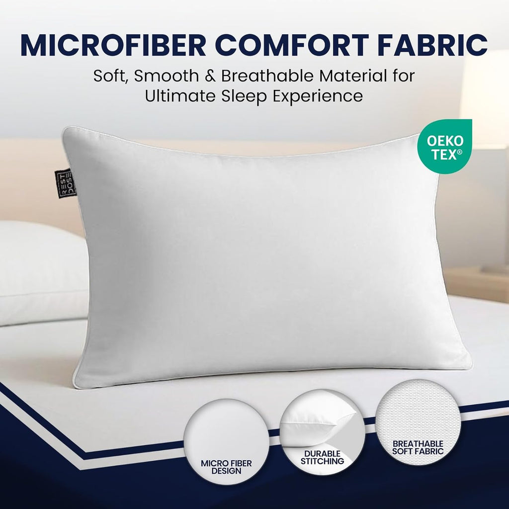 REST DOSE Bed Pillows for Sleeping, Set of 2 – Cooling, Hotel Quality with Soft Down Alternative Fill for Back, Stomach & Side Sleep…
