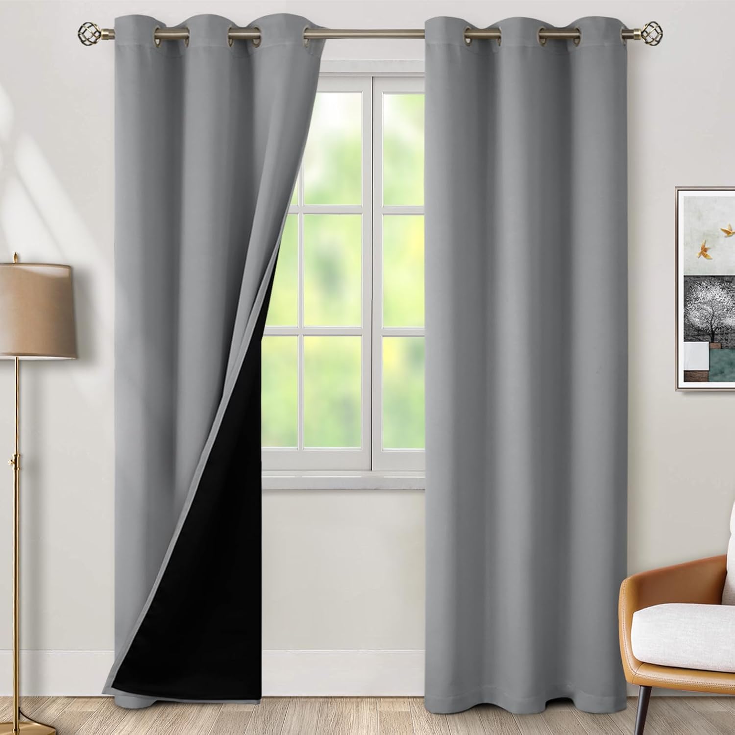 BGment Thermal Insulated 100% Blackout Curtains 84 Inch Length 2 Panels, Total Light Blocking Curtains for Bedroom, Grommet Window Drapes w…