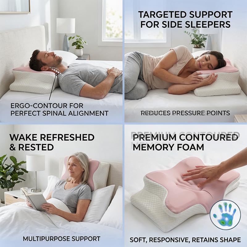 WKEFF Cooling Neck Support Pillow, Adjustable Cervical Memory Foam for, Odorless Ergonomic Orthopedic Bed Pillows for Side Back Sto…