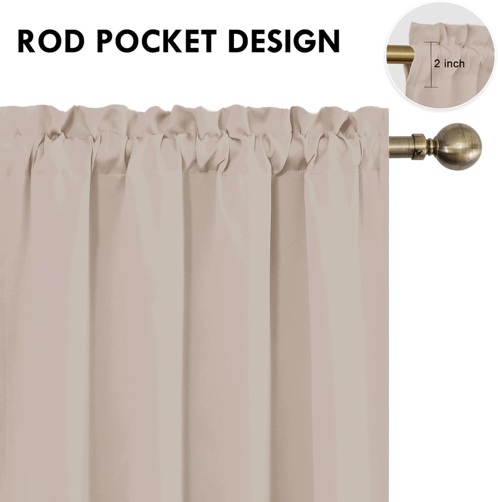DWCN Blackout Curtains Thermal Insulated, Energy Saving & Noise Reducing Bedroom and Living Room Curtains, Camel, W 52x L 63 Inch, Set of…