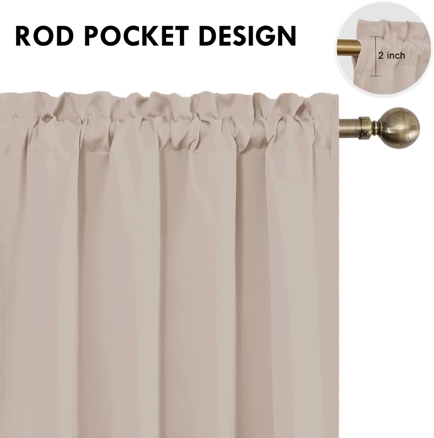 DWCN Blackout Curtains Thermal Insulated, Energy Saving & Noise Reducing Bedroom and Living Room Curtains, Camel, W 52x L 63 Inch, Set of…