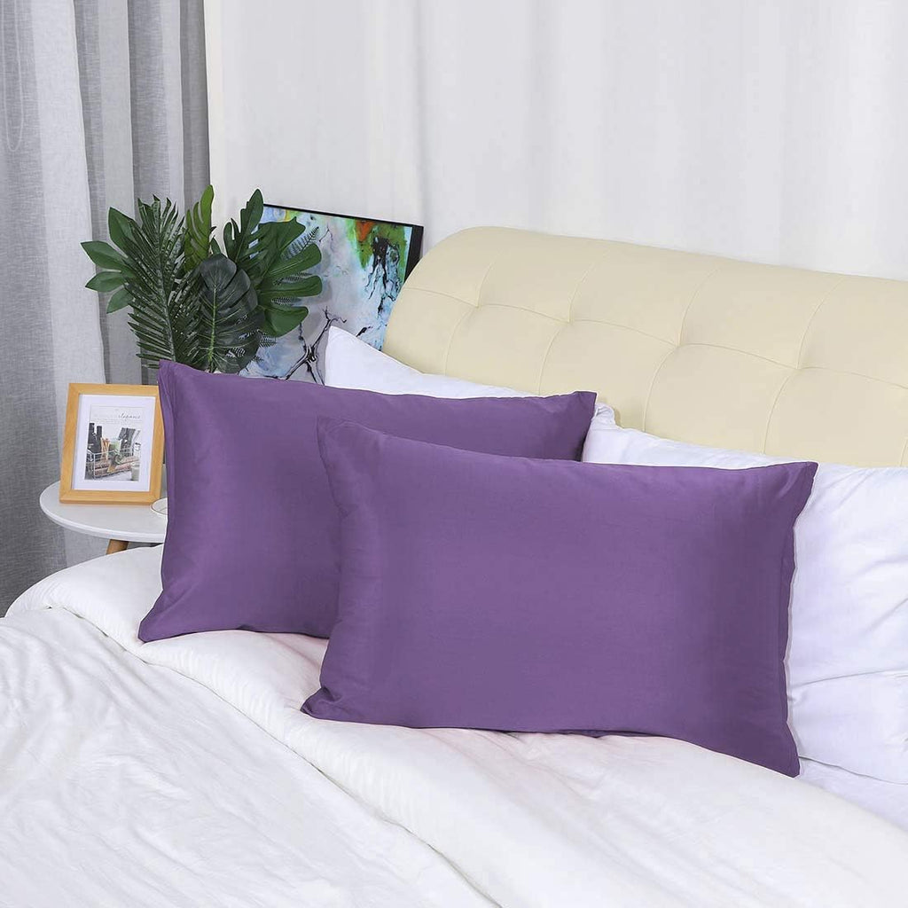 uxcell King Satin Pillowcase with Zipper, Super Soft and Luxury, Silky Pillow Cases Covers Set of 2, 21"x37", Purple