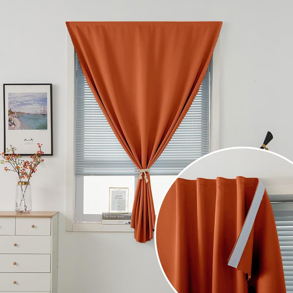 Self Adhesive Curtains Portable Blackout Curtain Simple and Easy to Install Bedroom Window Thermal Lnsulated Kitchen Room Darkening Black…